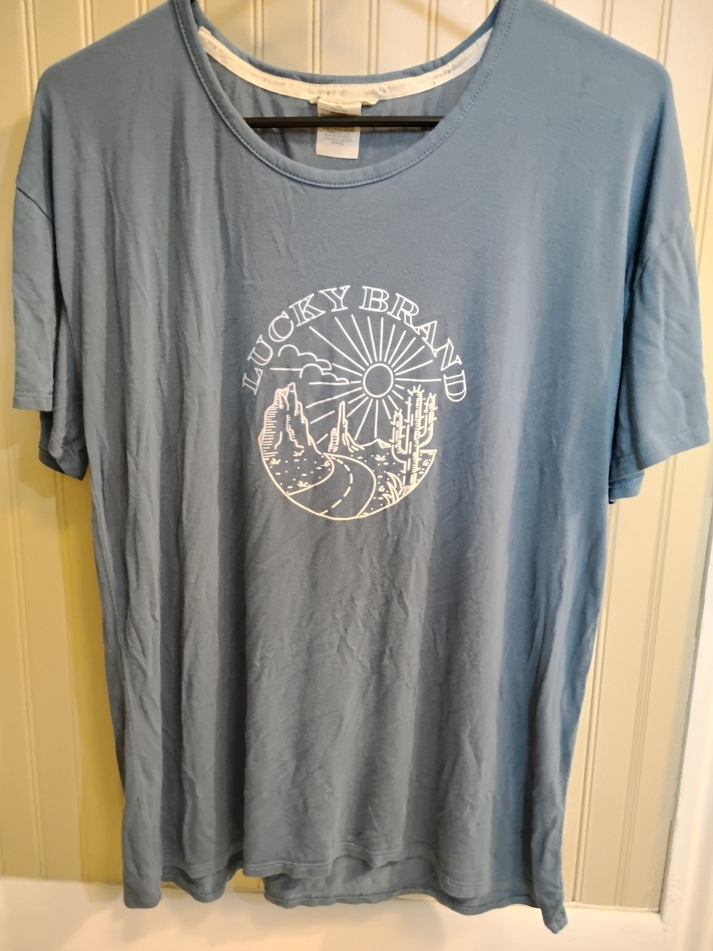 Lucky Brand Desert Graphic Classic Crew Tee Blue Medium
